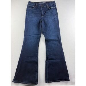 American Eagle Super High-Rise Flare Jeans Next Level Stretch Dark Wash Womens